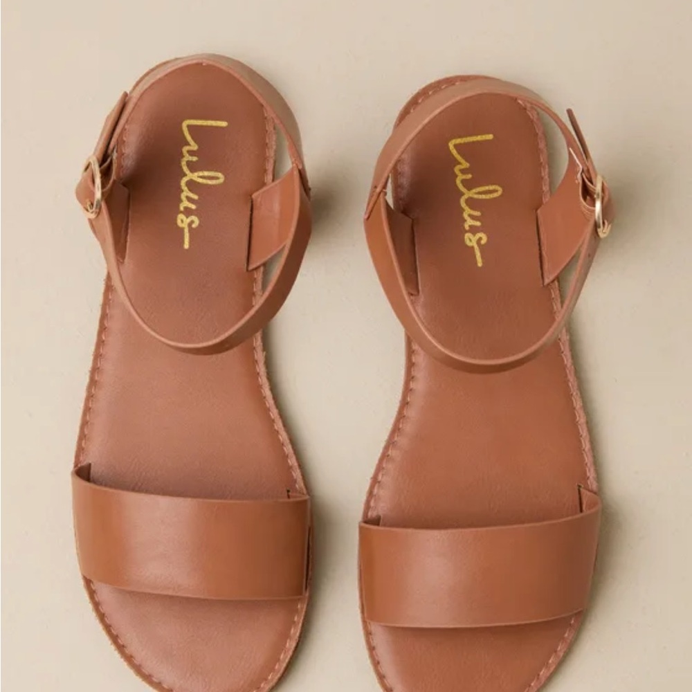 Hearts and Hashtags Tan Flat Sandals